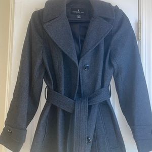 Belted trench coat with hood